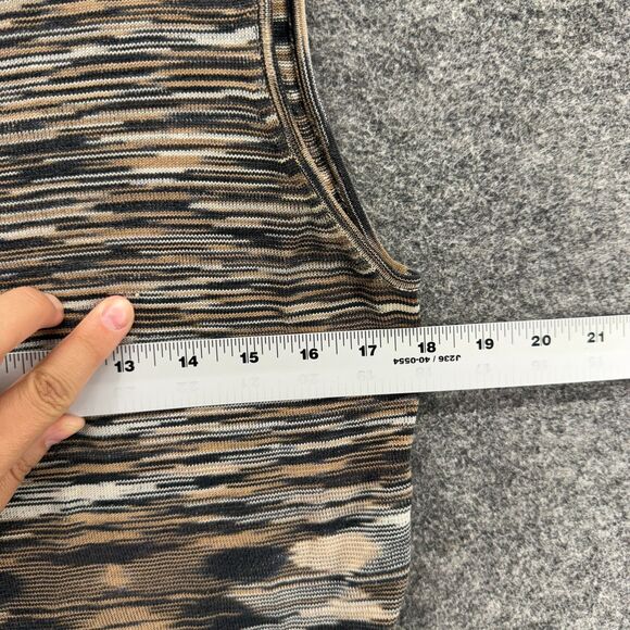 Worthington Tank Women PL Petite Gray Striped Sleeveless Wide Strap V-Neck Silk - Picture 4 of 6